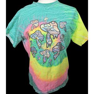 Spencer's Retro Groovy Rainbow Tie-Dye Prismatic Mushroom Shirt Size Medium